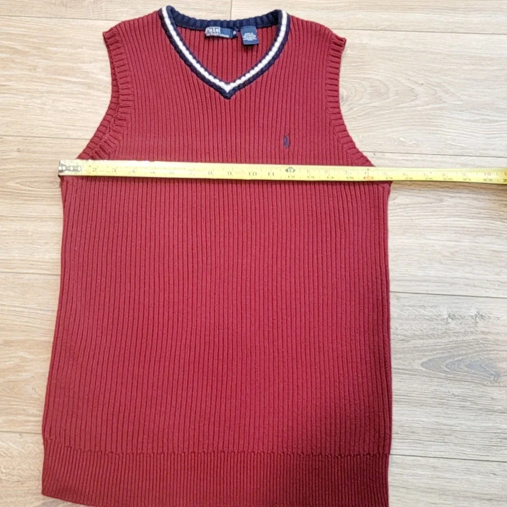 Polo‎ Sweater Vest XL Men's Burgundy Blue Colorblock